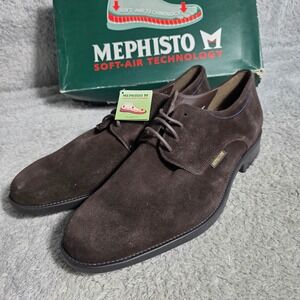 Mephisto Cooper Mens Dark Brown Suede Oxford Lace Up Shoes Loafers Sz 10 NEW